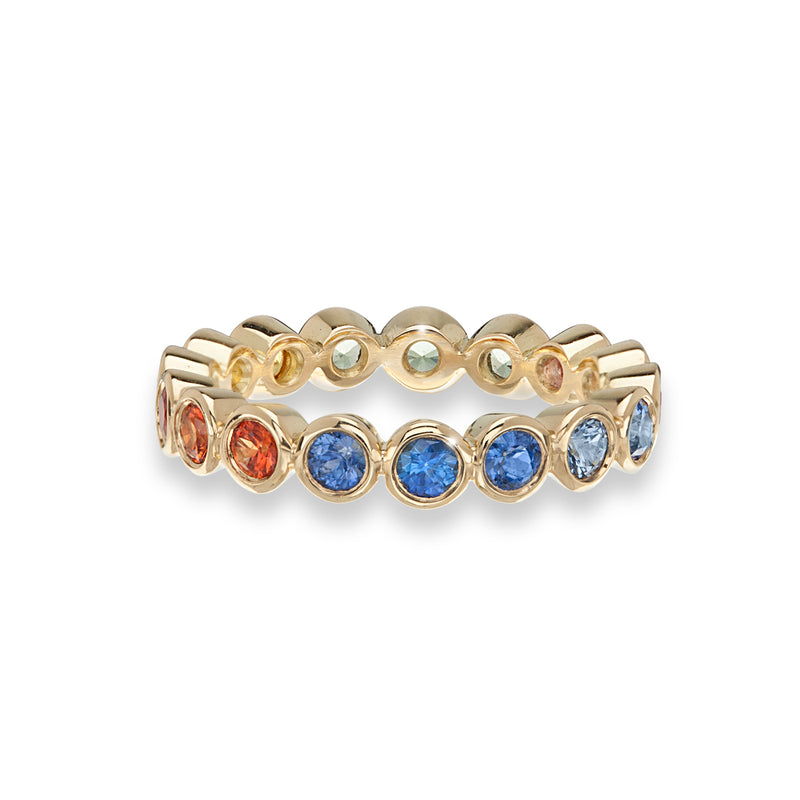 Rainbow Sapphire Medium Bezel Eternity Ring