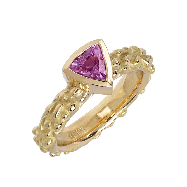 Pink Sapphire on Raindrops Ring