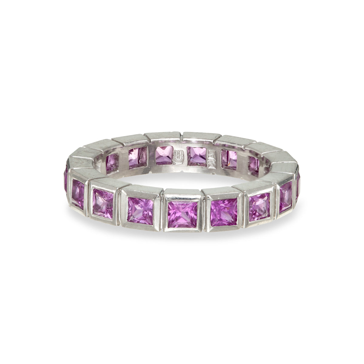 Hot Pink Sapphire Square Bezel Eternity Ring