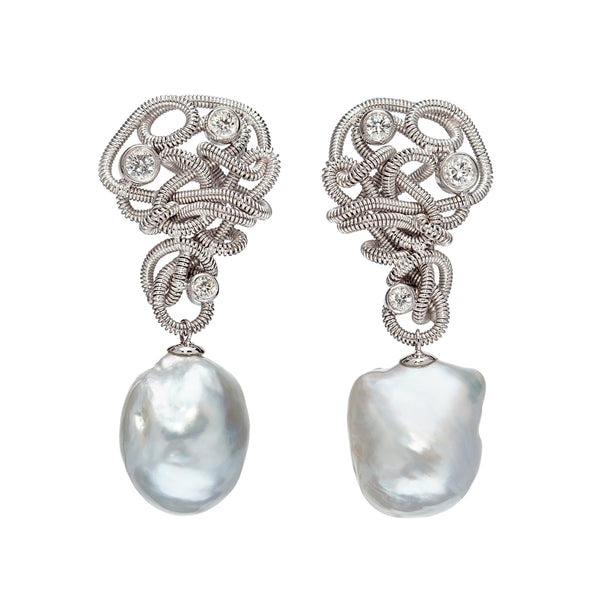 Coil Pearl Drop Earrings