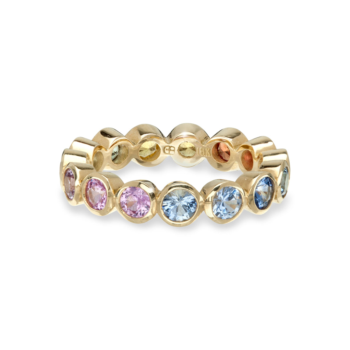 Rainbow Sapphire Large Bezel Eternity Ring