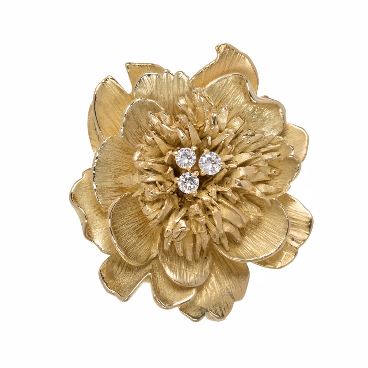 Broche Pivoine avec Diamants