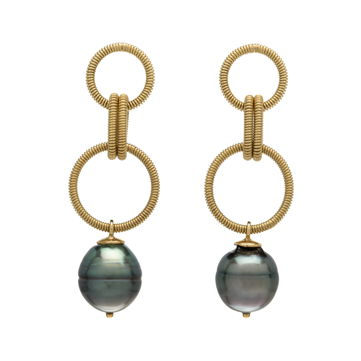 Pearl and Coil Triple Loop Earrings