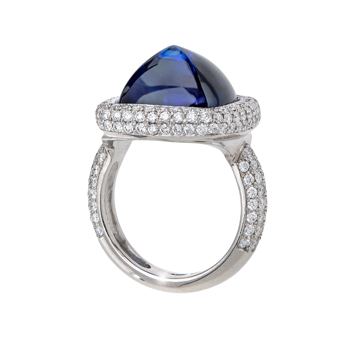 Sugar Loaf Tanzanite and Diamond Ring