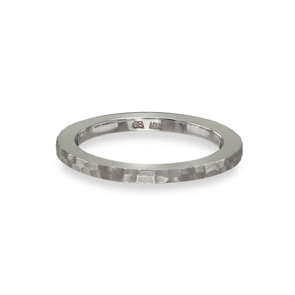 Platinum Narrow Hammered Ring