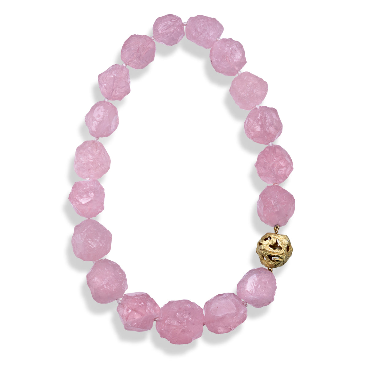 Collier en Quartz Rose Martele