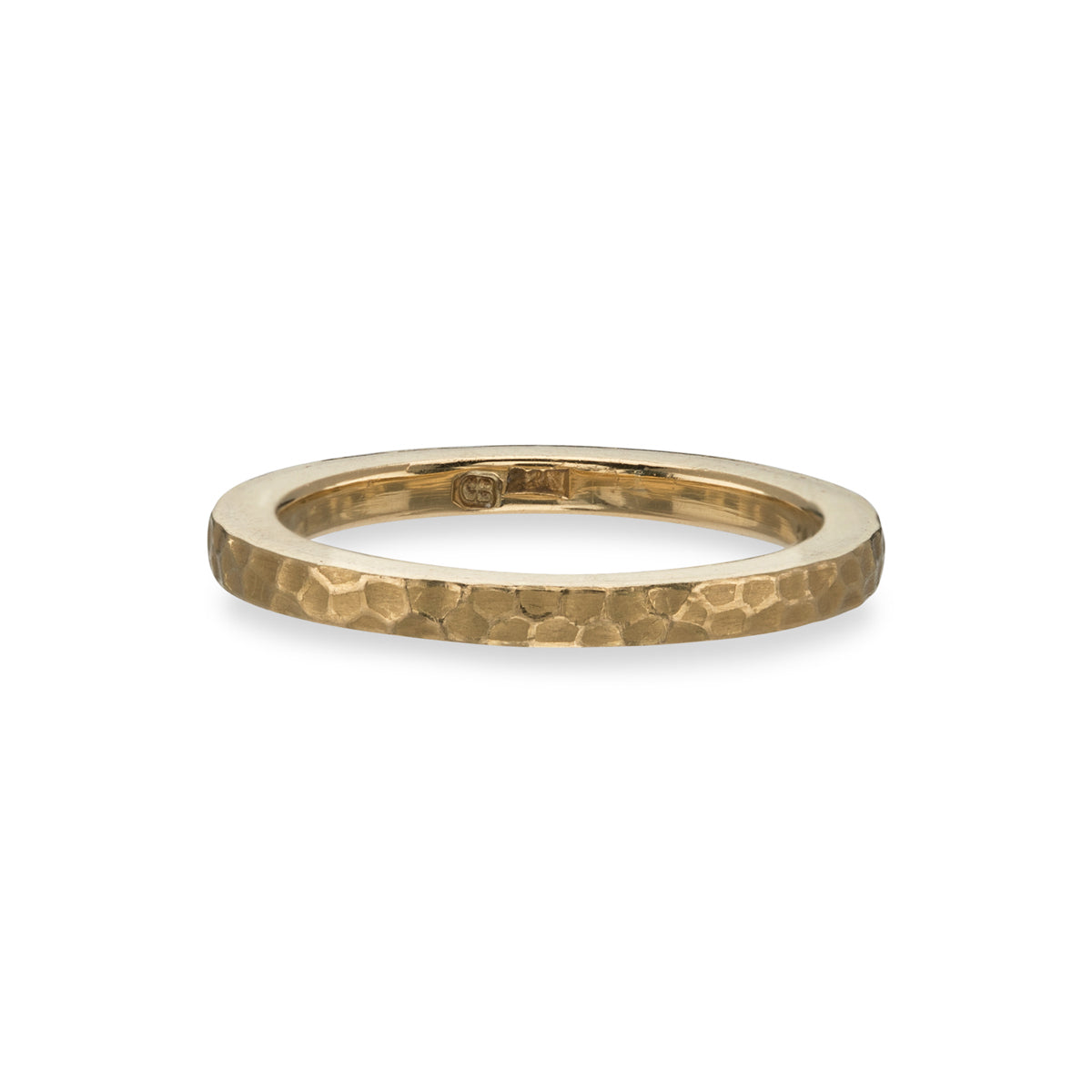 22K Narrow Hammered Ring