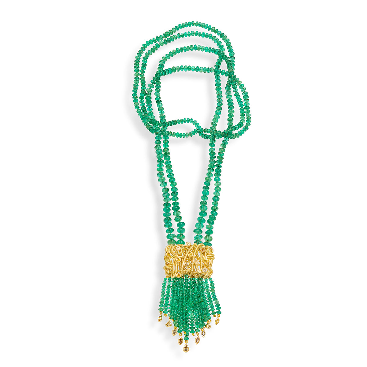 Emerald and Yellow Diamond Necklace