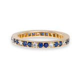 Blue Sapphire and Diamond Medium Pave Eternity Ring