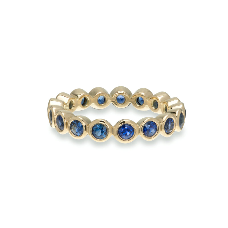 Blue Sapphire Medium Bezel Eternity Ring