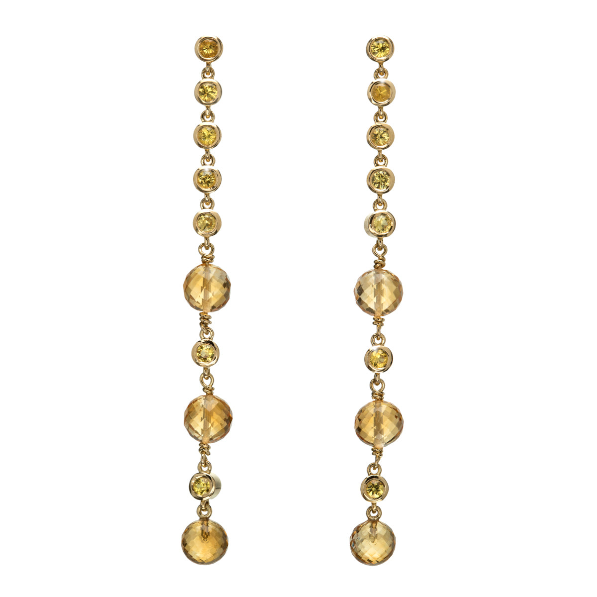 Boucles d’oreilles Citrine et Saphirs Jaune