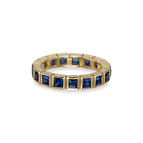 Blue Sapphire Square Bezel Eternity Ring