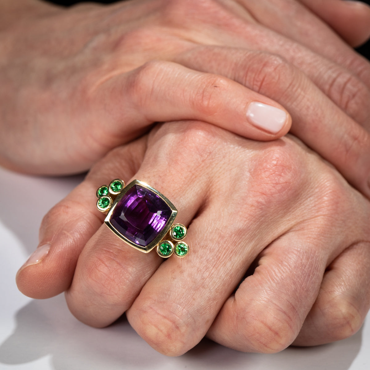 Amethyst and Tsavorite Ring