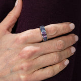 Blue and Pink Sapphire Baguettes Channel Eternity Ring