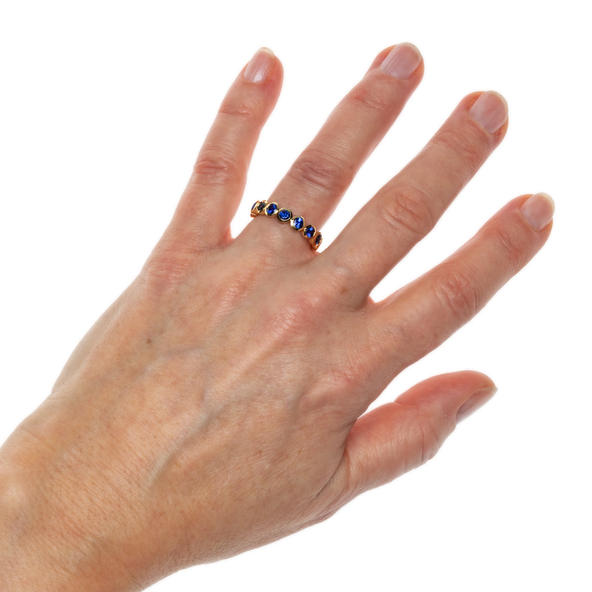 Blue Sapphire Large Bezel Eternity Ring