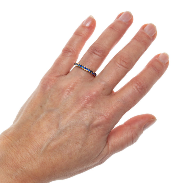 Blue Sapphire Medium Pave Eternity Ring