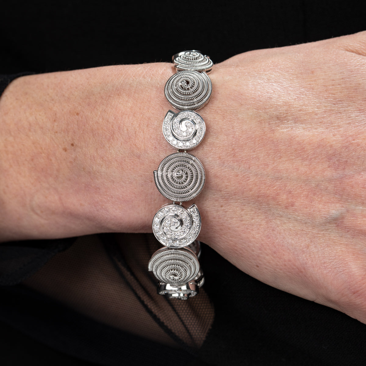 Coil and Diamond Swirl Bracelet