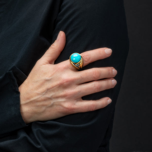 Turquoise Ring with Sapphires