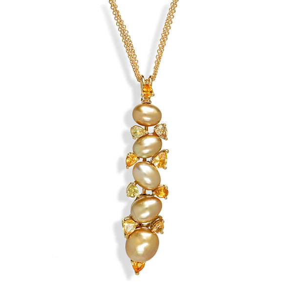Golden Pearl and Yellow Sapphire Pendant
