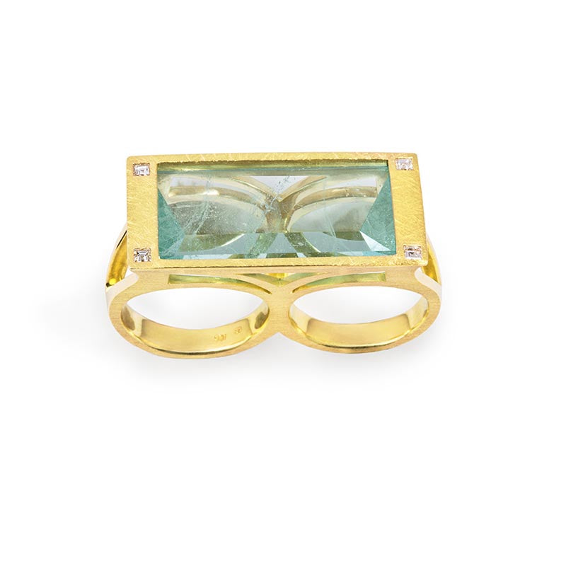 Aquamarine Two Finger Ring