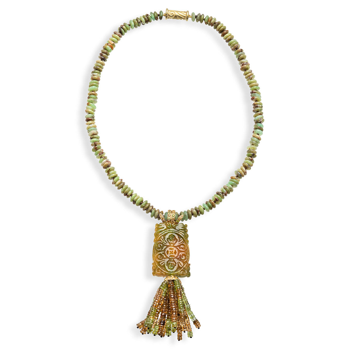 Collier en Jade, Tourmaline, Diamants et Chrysoprase