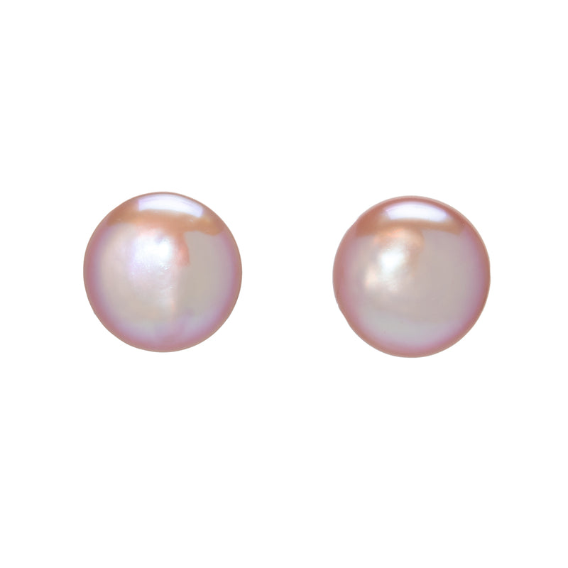 Large Pink Pearl Stud Earrings