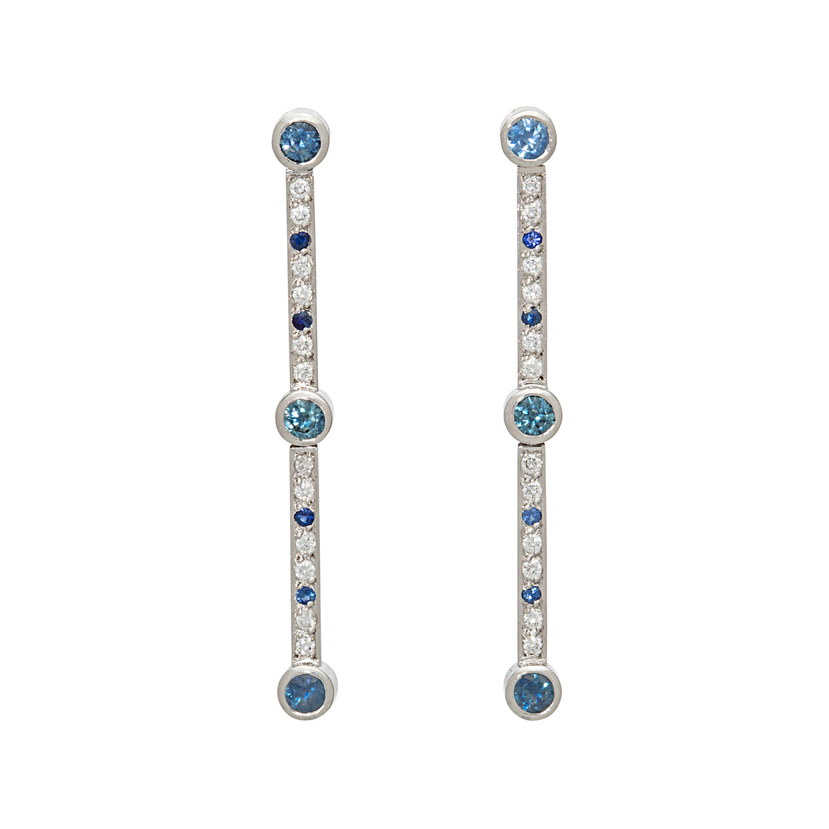 Long Diamond and Sapphire Earrings