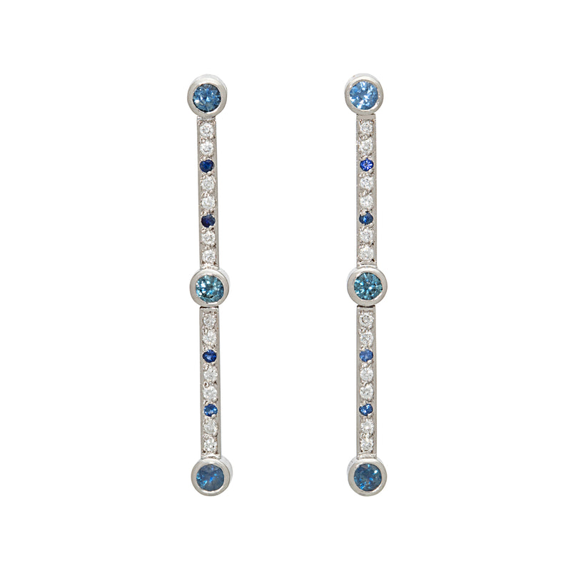 Long Diamond and Sapphire Earrings