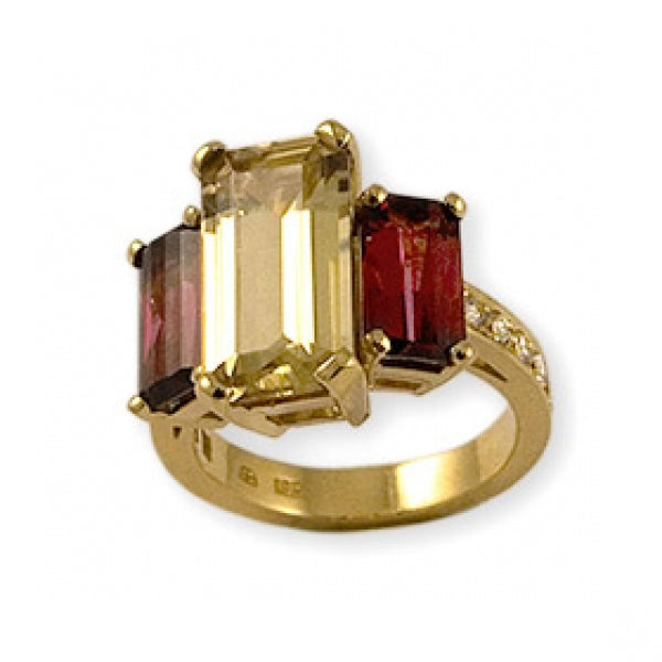 Yellow Zircon and Garnet Ring