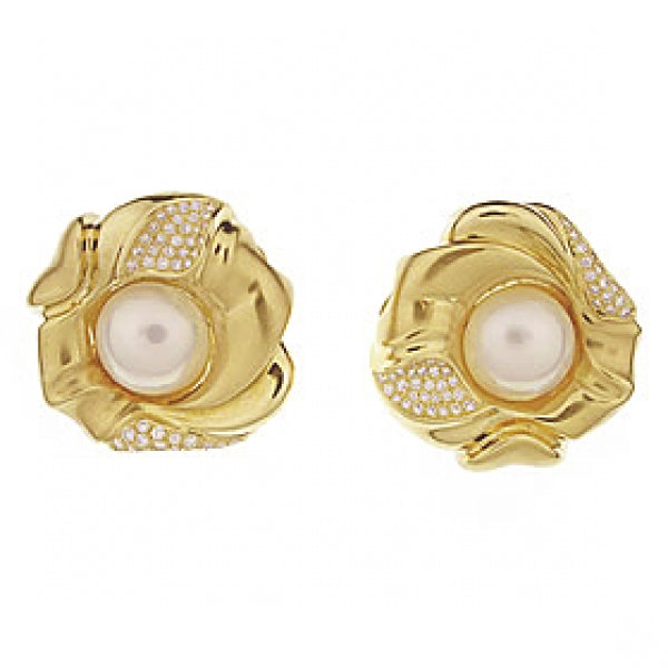 Pearl & Diamond Flower Earrings