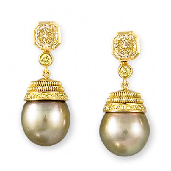 Diamond and Detachable Pearl Earrings