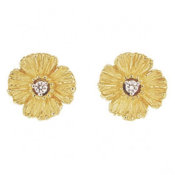 X Small Poppy Flower Earrings With Diamonds