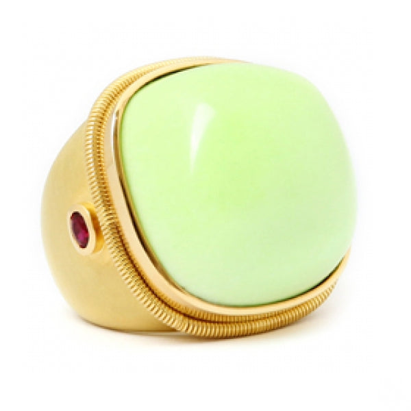 Chrysoprase Cabachon Ring