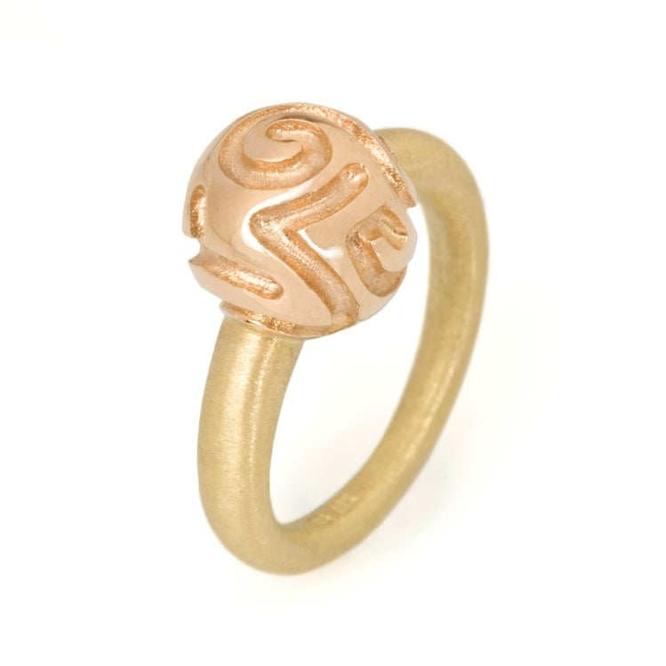 Carved Ball Orbit Ring