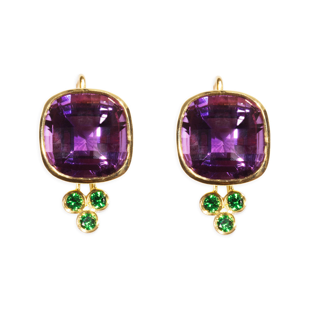 Amethyst and Tsavorite Earrings