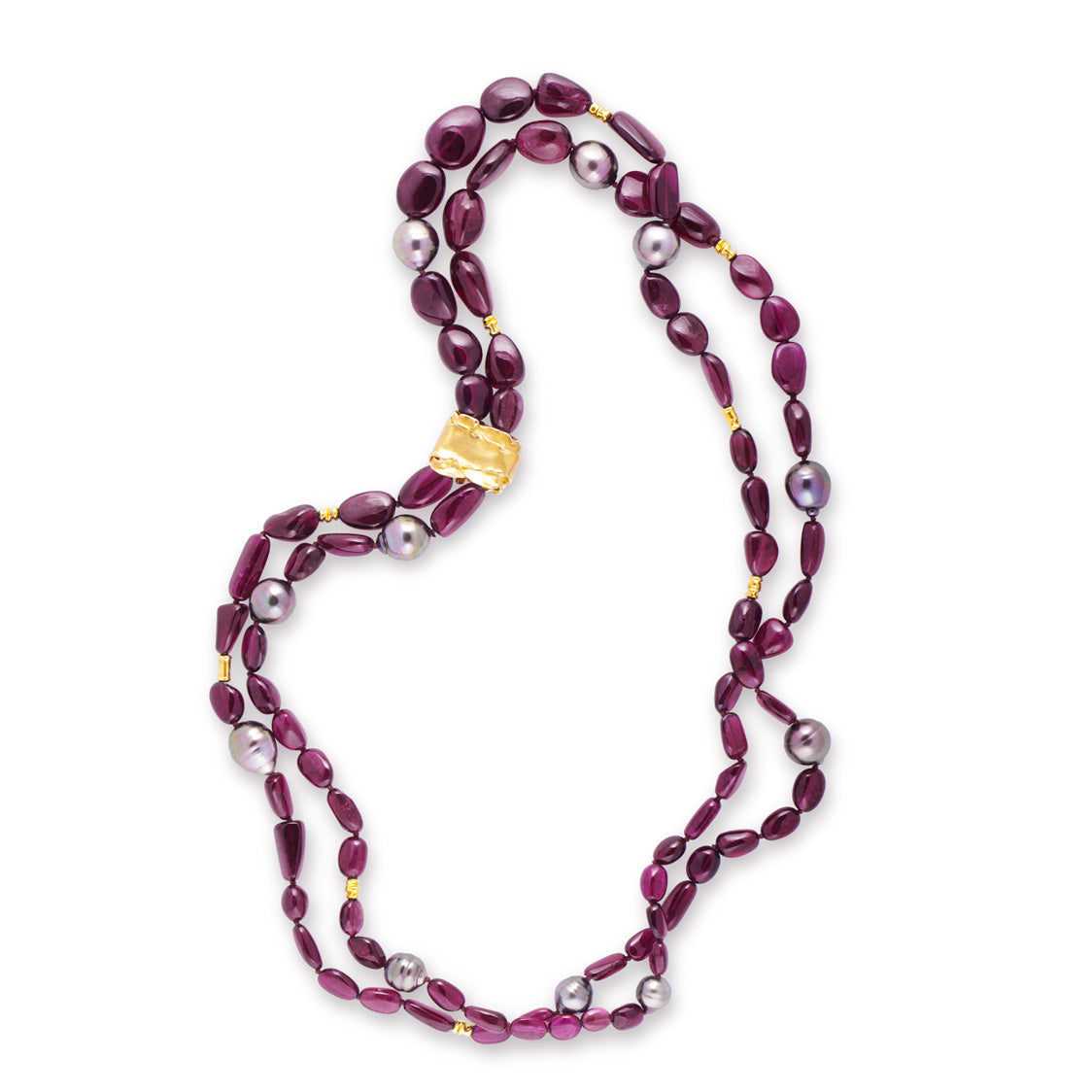 Collier de Rubellites & Perles de Tahiti