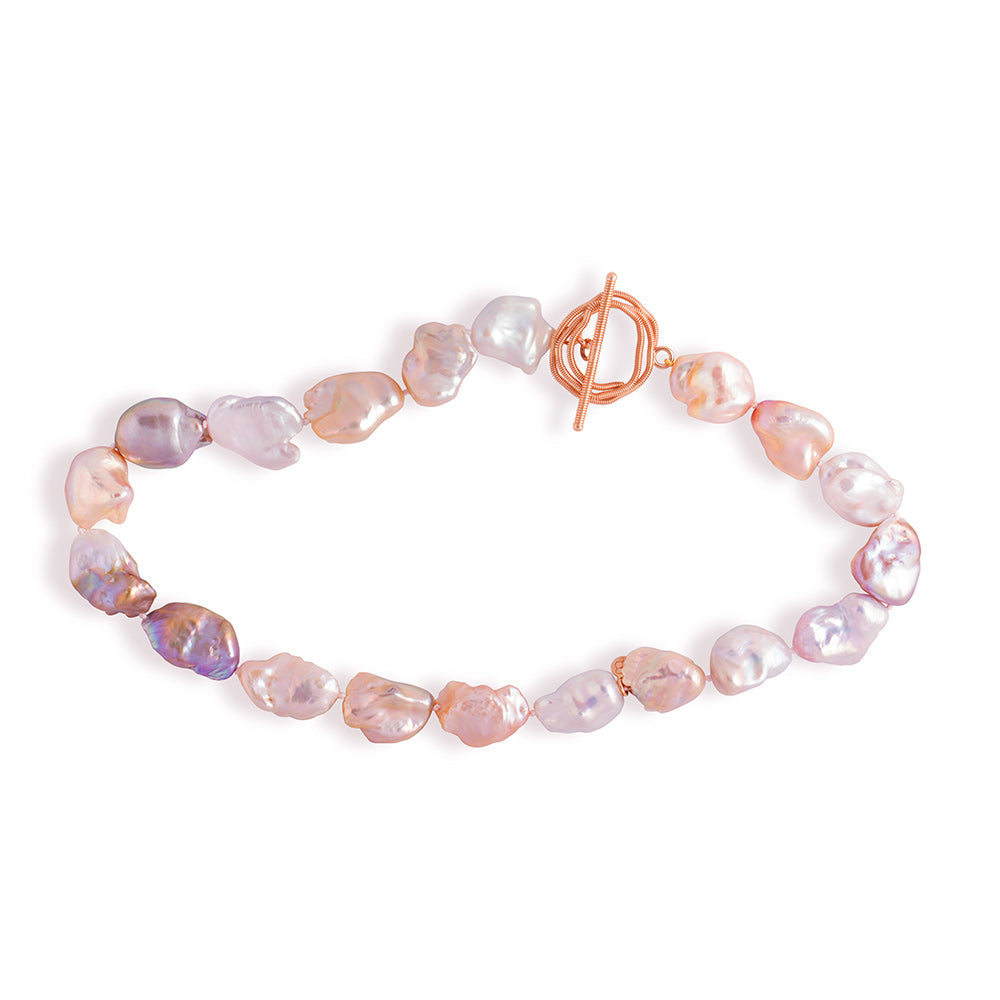 Pink Pearls and Coil Clasp Necklace