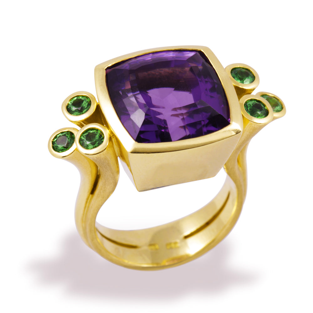 Amethyst and Tsavorite Ring