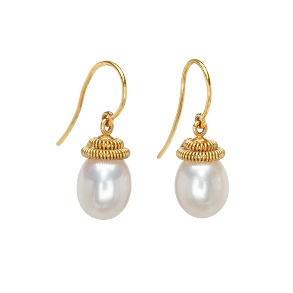 Pearl and Double Coil Earrings