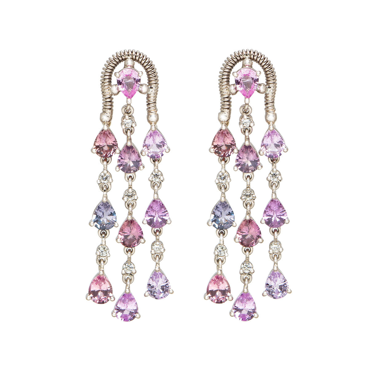 Pink Sapphire and Diamond Chandelier Earrings