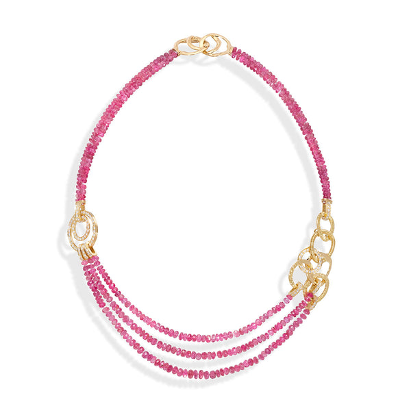 Pink Spinel and Diamond Circle Necklace