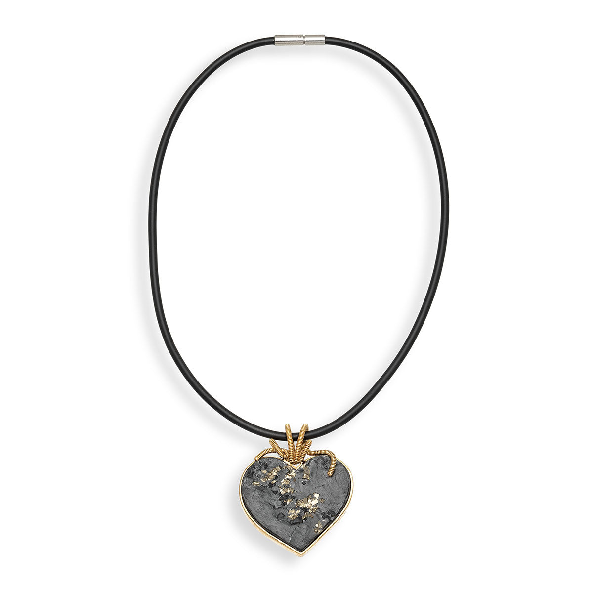 Slate and Pyrite Heart Pendant