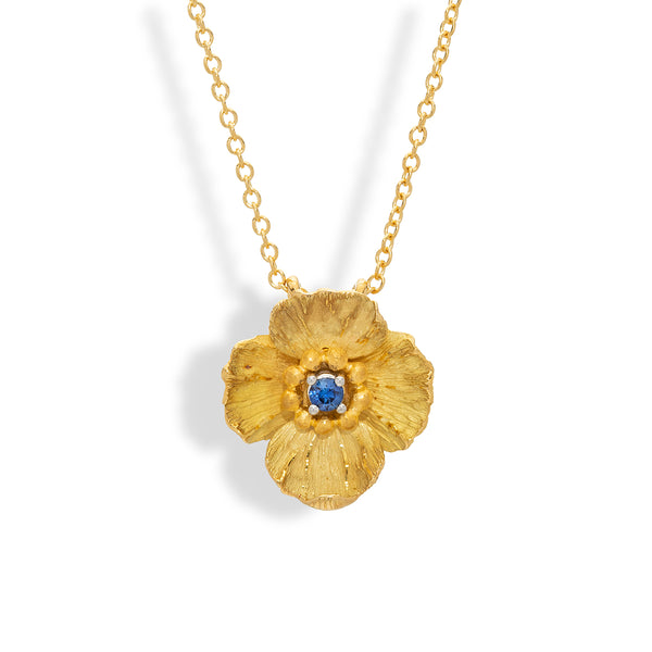 Small Poppy Pendant with Sapphire