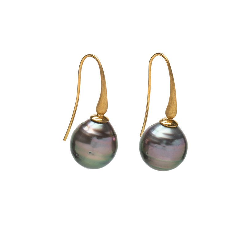 Tahitian Pearls on Matte Drop Hook Earrings – gloriabassdesign