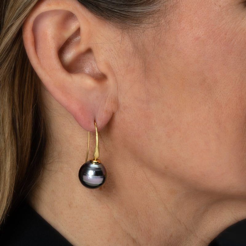 Tahitian Pearls on Matte Drop Hook Earrings – gloriabassdesign