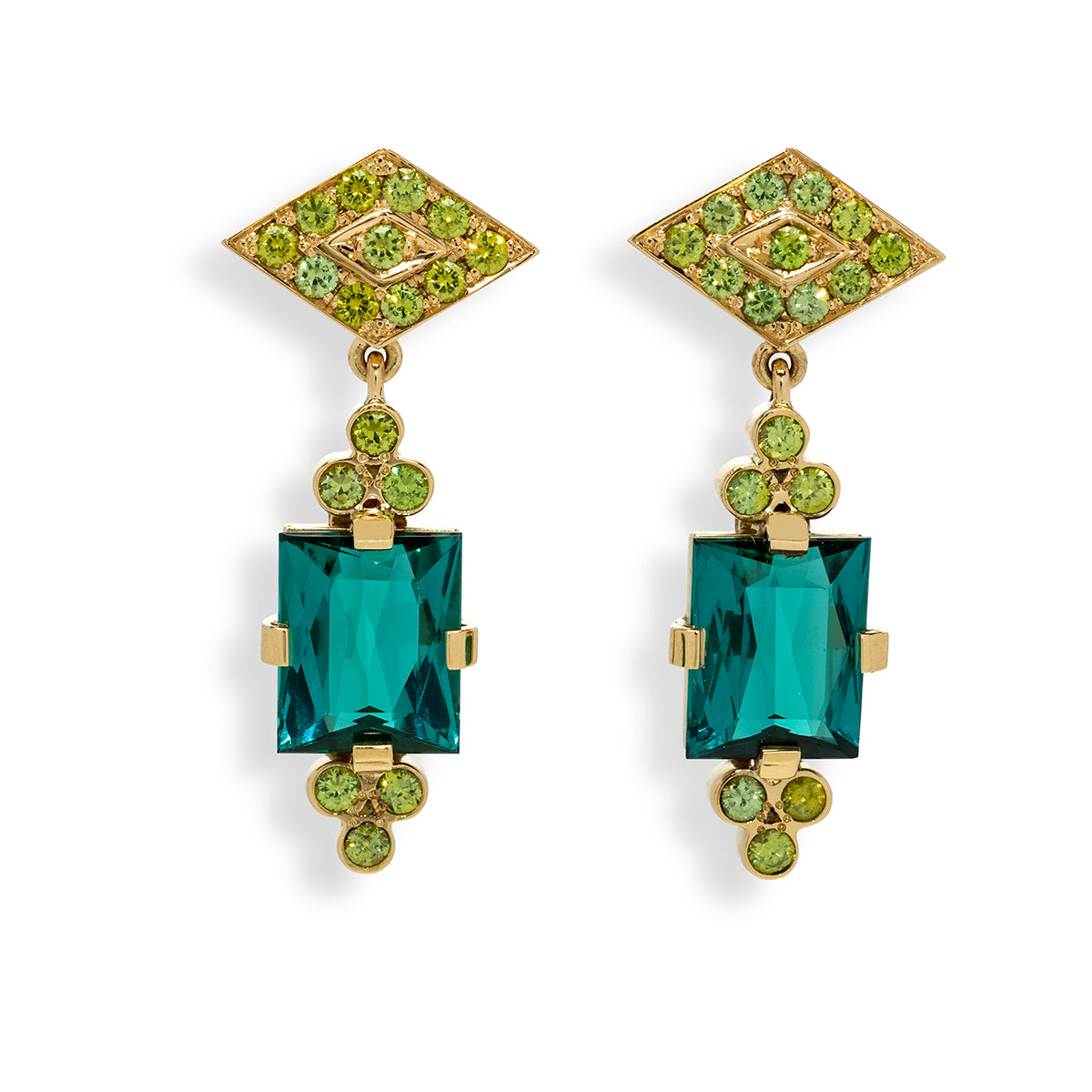 Tourmaline and Demantoid Earrings