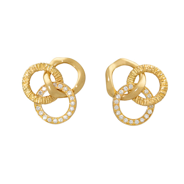 Tri-Circle Earrings with Diamonds