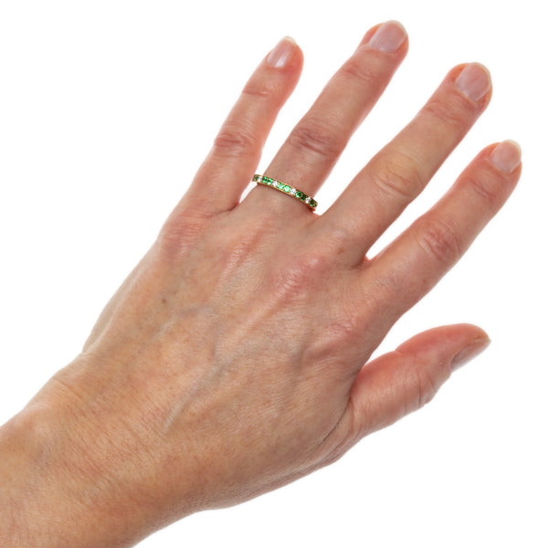 Tsavorite and Diamond Medium Pave Eternity Ring