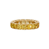 Yellow Sapphire Semi Bezel Asscher Cut Eternity Ring