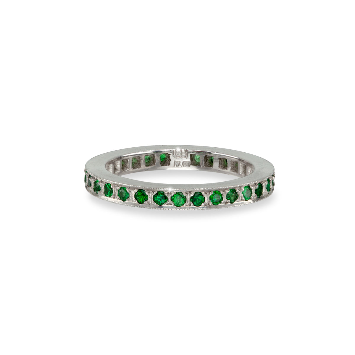 Tsavorite Narrow Flat Pave Eternity Ring